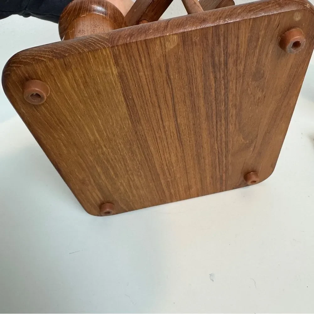 Vintage Teak Napkin Holder with Salt Shaker & Pepper Mill